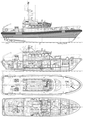 Service boat 23 m. Deck plans