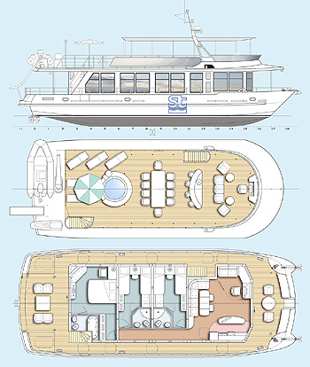 Houseboat - catamaran. Plan