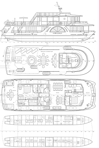 Яхта - плавдача "Отрада". План палуб